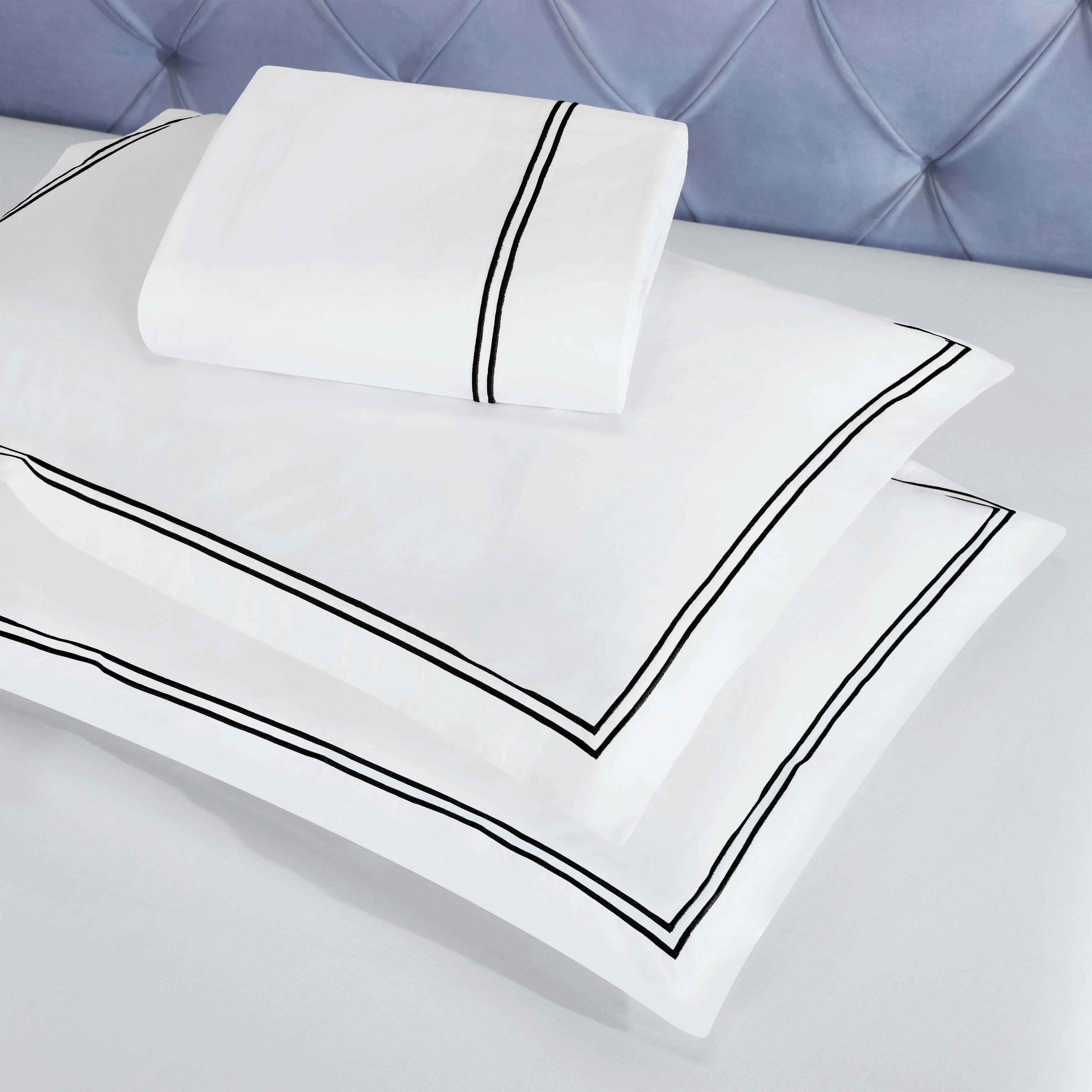 Fieldstone Cotton Two-Line Embroidered 3 Piece Duvet Cover Set - Duvet Cover Set by Superior Brand