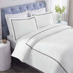 Fieldstone Cotton Two-Line Embroidered 3 Piece Duvet Cover Set - Duvet Cover Set by Superior Brand