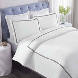 Fieldstone Cotton Two-Line Embroidered 3 Piece Duvet Cover Set - Duvet Cover Set by Superior Brand