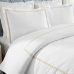 Fieldstone Cotton Two-Line Embroidered 3 Piece Duvet Cover Set - Duvet Cover Set by Superior Brand