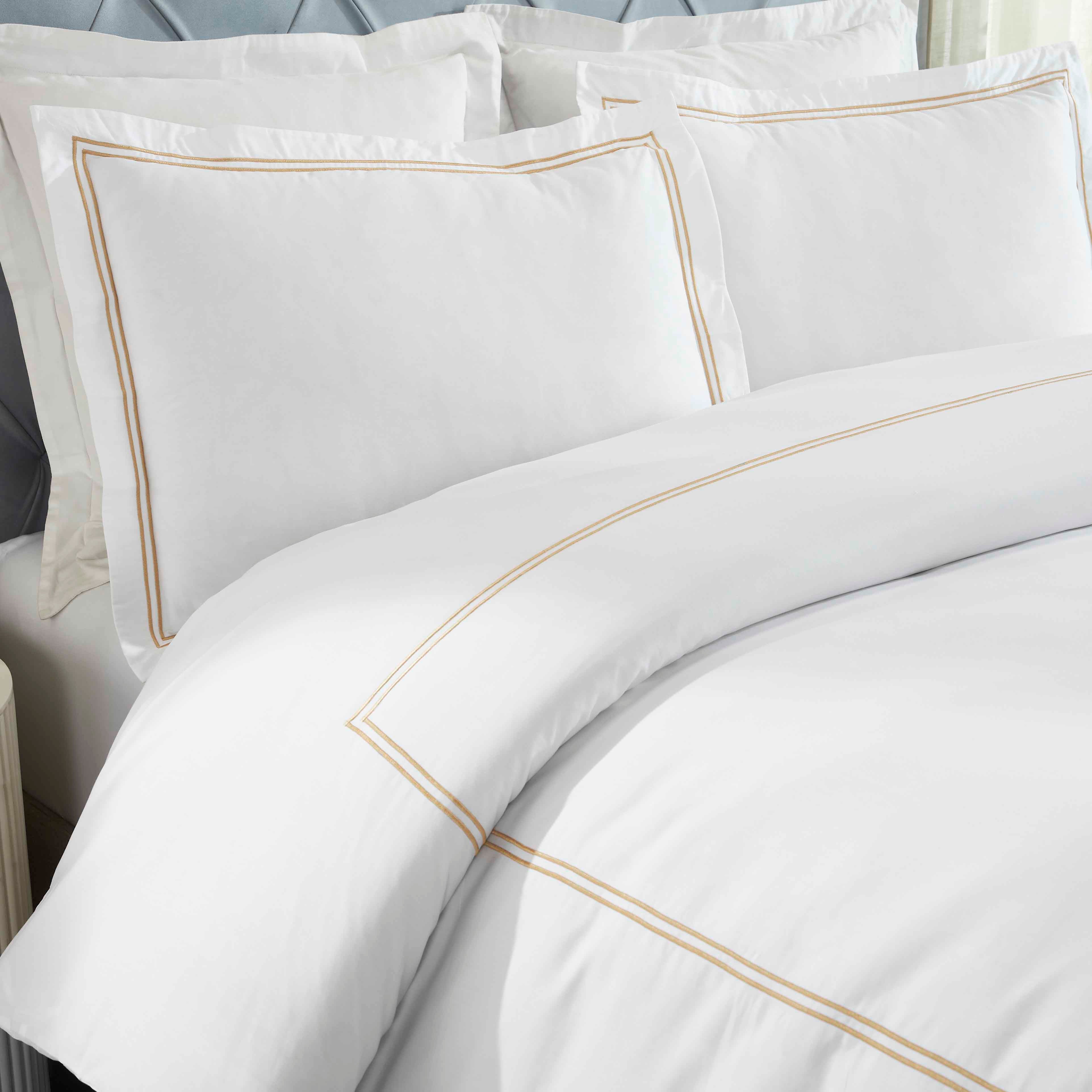 Fieldstone Cotton Two-Line Embroidered 3 Piece Duvet Cover Set - Duvet Cover Set by Superior Brand