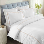 Fieldstone Cotton Two-Line Embroidered 3 Piece Duvet Cover Set - Duvet Cover Set by Superior Brand