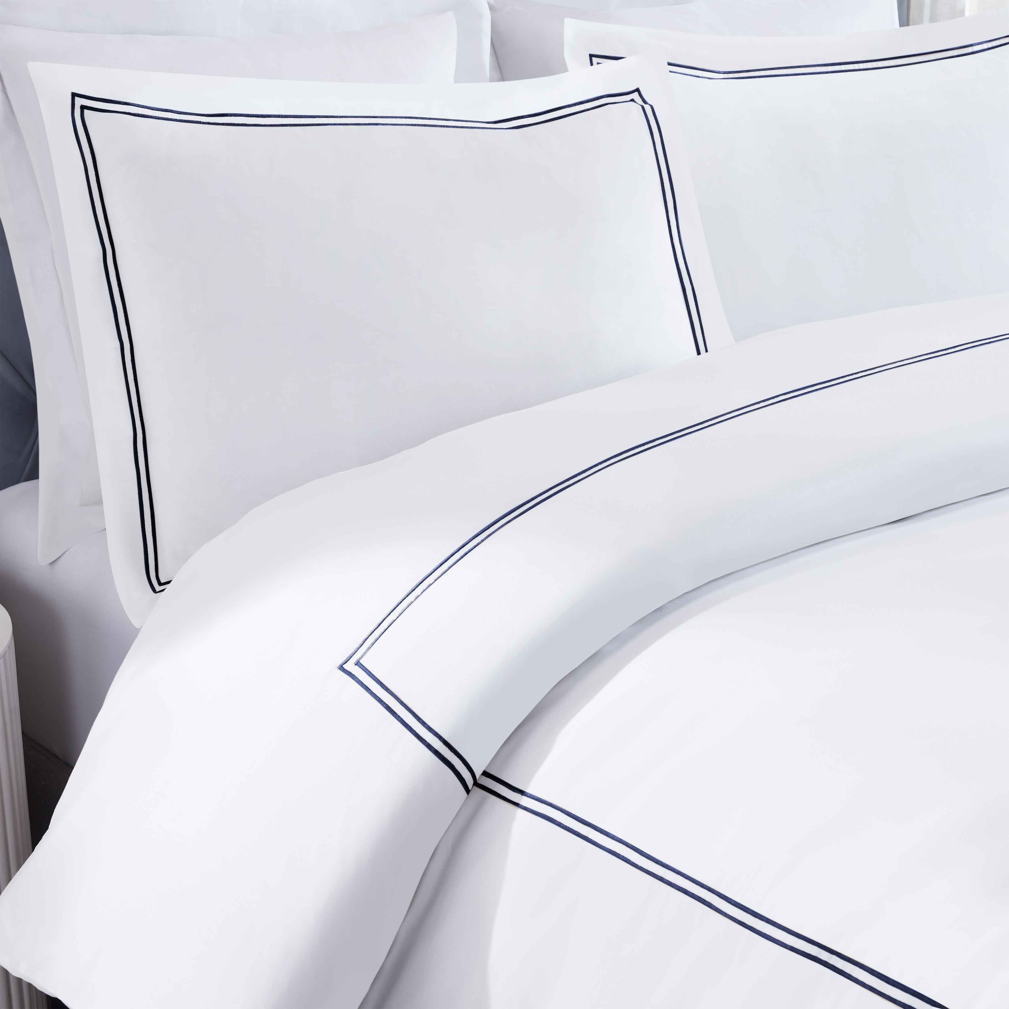 Fieldstone Cotton Two-Line Embroidered 3 Piece Duvet Cover Set - Duvet Cover Set by Superior Brand