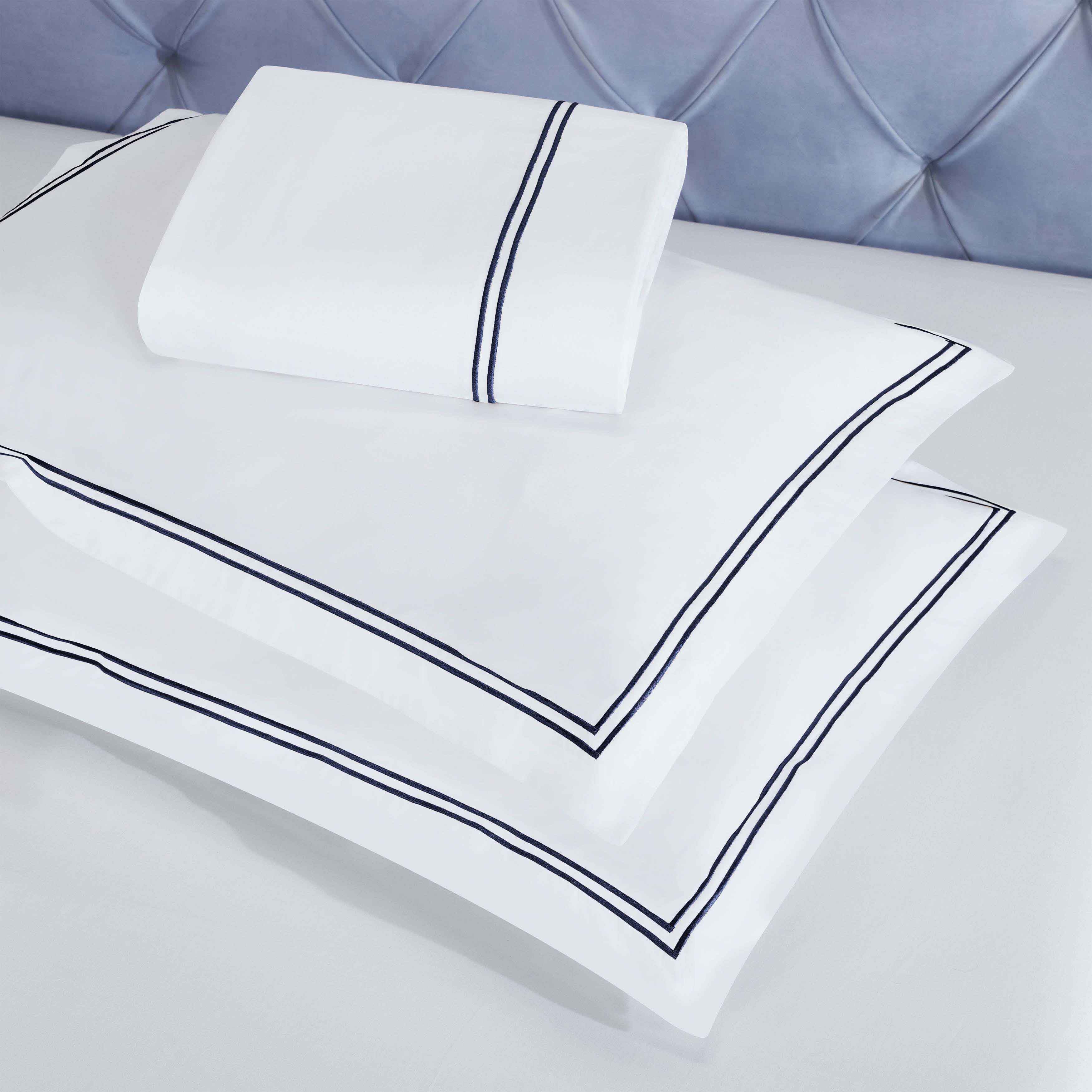 Fieldstone Cotton Two-Line Embroidered 3 Piece Duvet Cover Set - Duvet Cover Set by Superior Brand