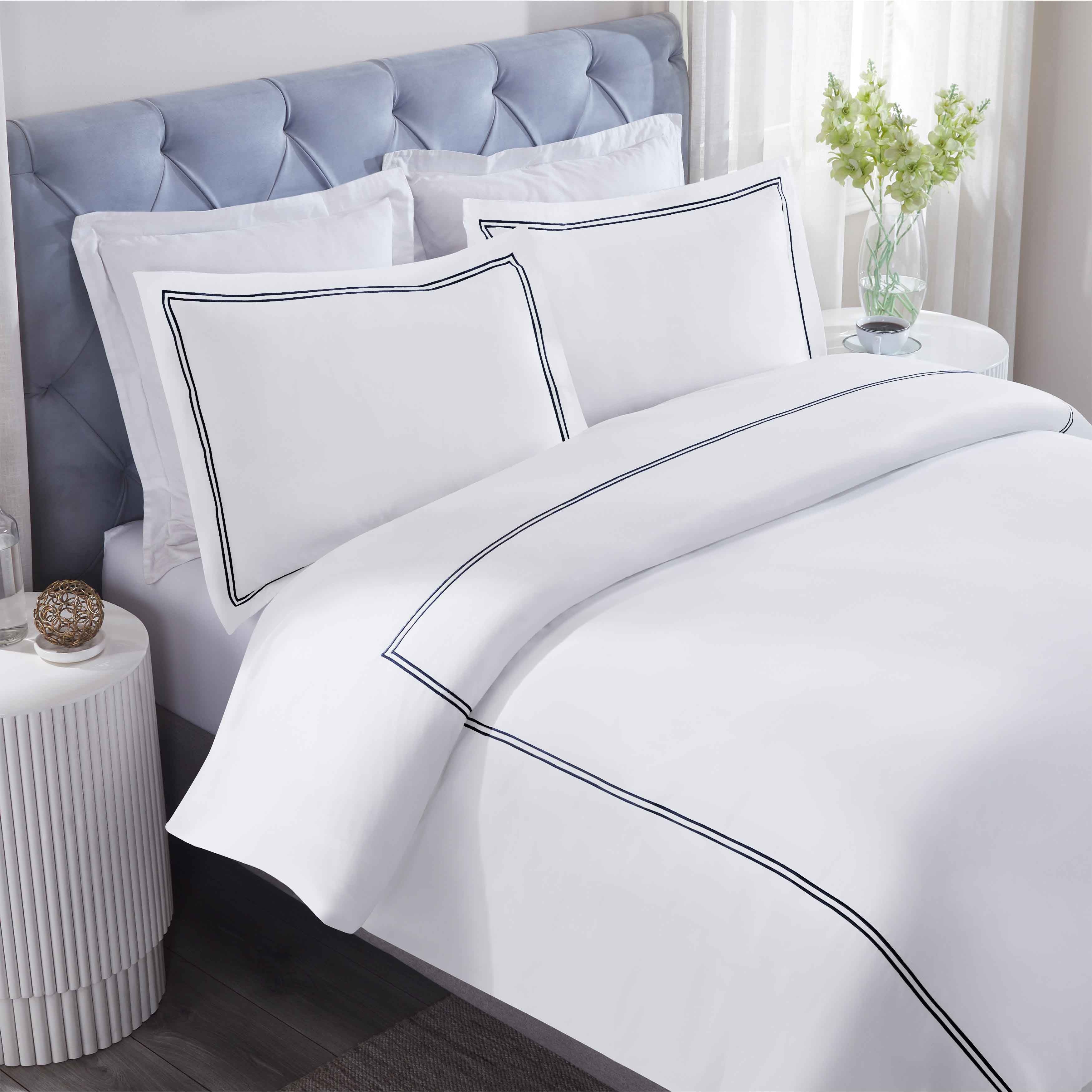 Fieldstone Cotton Two-Line Embroidered 3 Piece Duvet Cover Set - Duvet Cover Set by Superior Brand