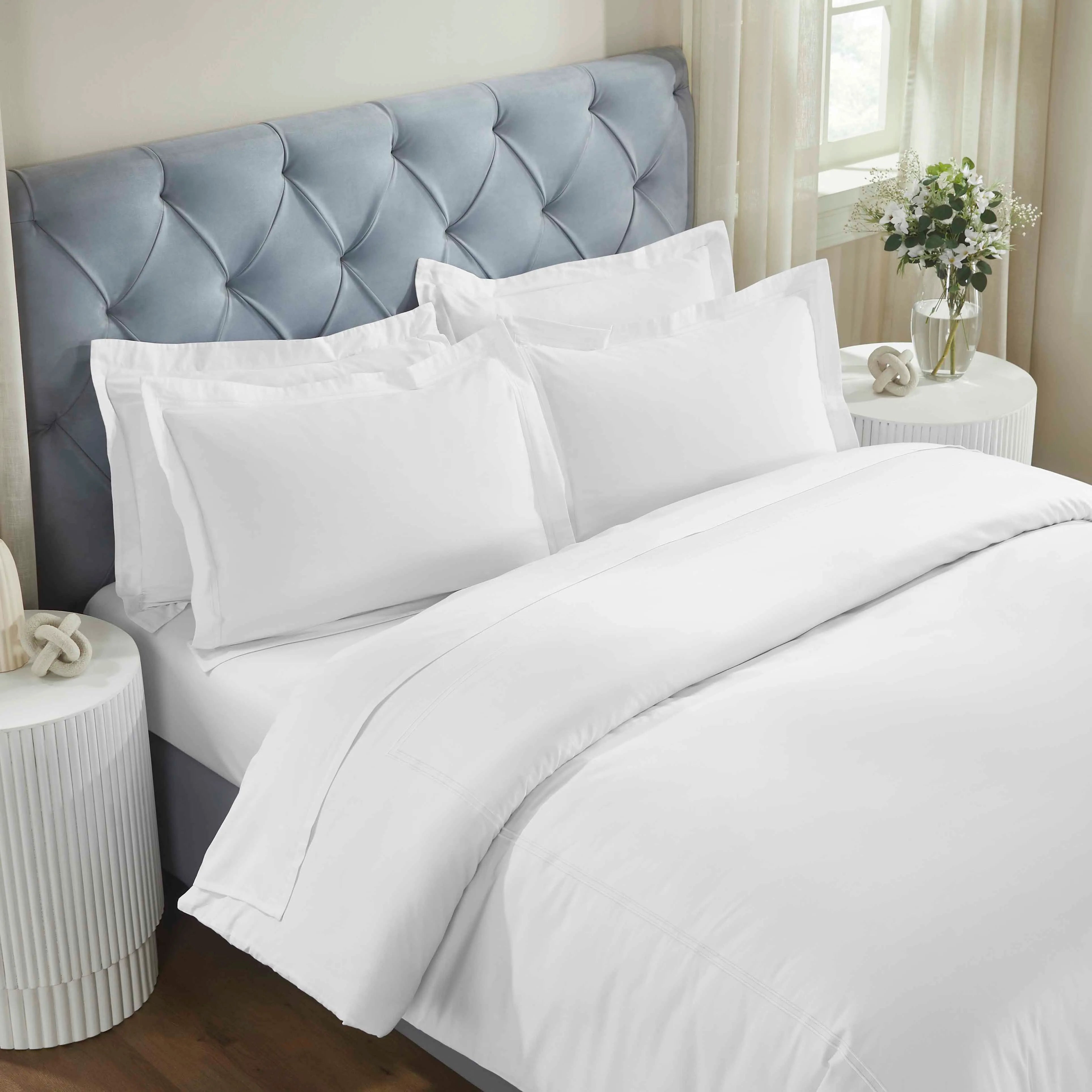 100% Cotton Two-Line Border Embroidered Duvet Cover Set - Duvet Cover Set by Superior Brand