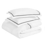 Fieldstone Cotton Two-Line Embroidered 3 Piece Duvet Cover Set - Duvet Cover Set by Superior Brand