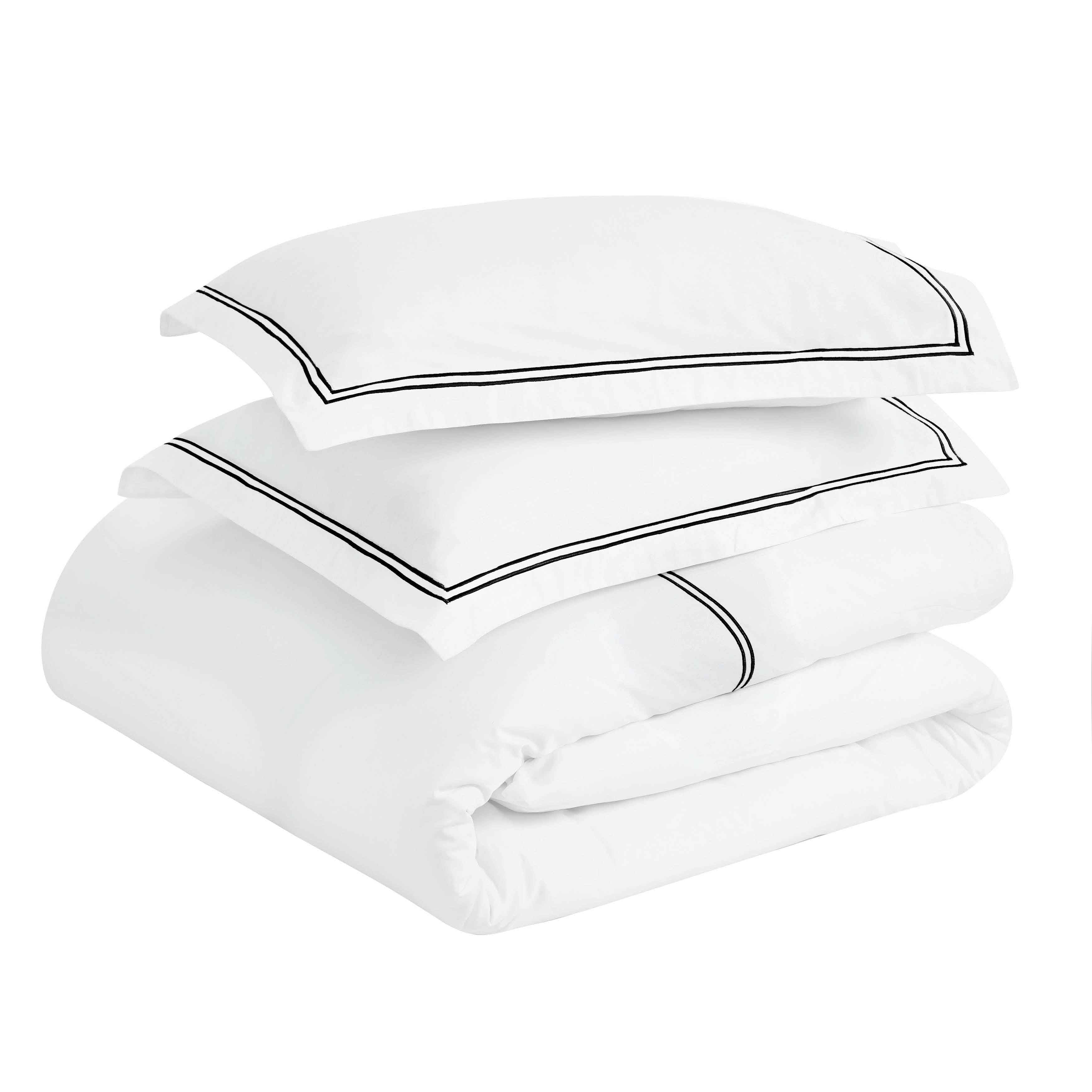 Fieldstone Cotton Two-Line Embroidered 3 Piece Duvet Cover Set - Duvet Cover Set by Superior Brand