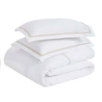 Fieldstone Cotton Two-Line Embroidered 3 Piece Duvet Cover Set - Duvet Cover Set by Superior Brand