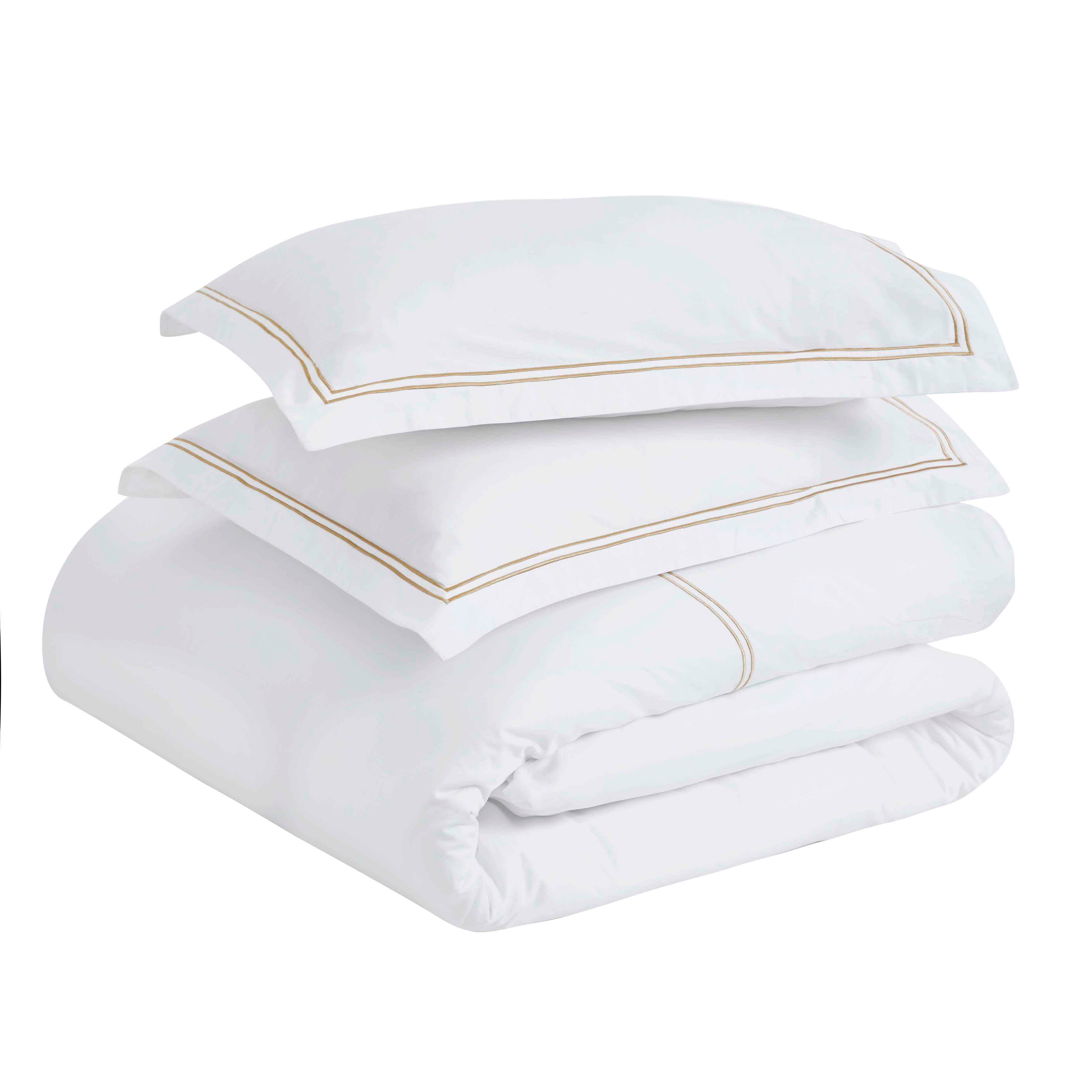 Fieldstone Cotton Two-Line Embroidered 3 Piece Duvet Cover Set - Duvet Cover Set by Superior Brand