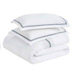 Fieldstone Cotton Two-Line Embroidered 3 Piece Duvet Cover Set - Duvet Cover Set by Superior Brand