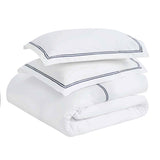 Fieldstone Cotton Two-Line Embroidered 3 Piece Duvet Cover Set - Duvet Cover Set by Superior Brand