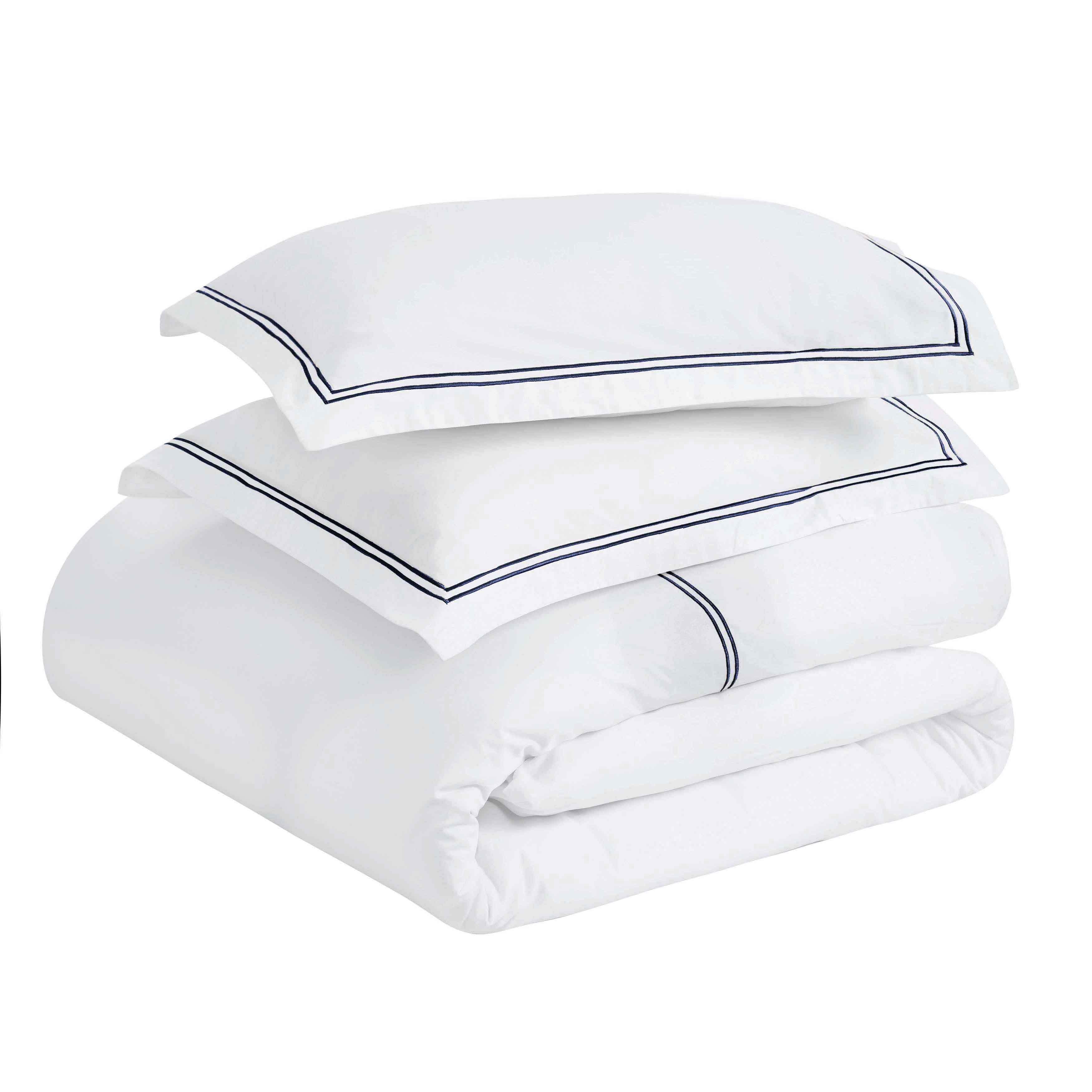 Fieldstone Cotton Two-Line Embroidered 3 Piece Duvet Cover Set - Duvet Cover Set by Superior Brand