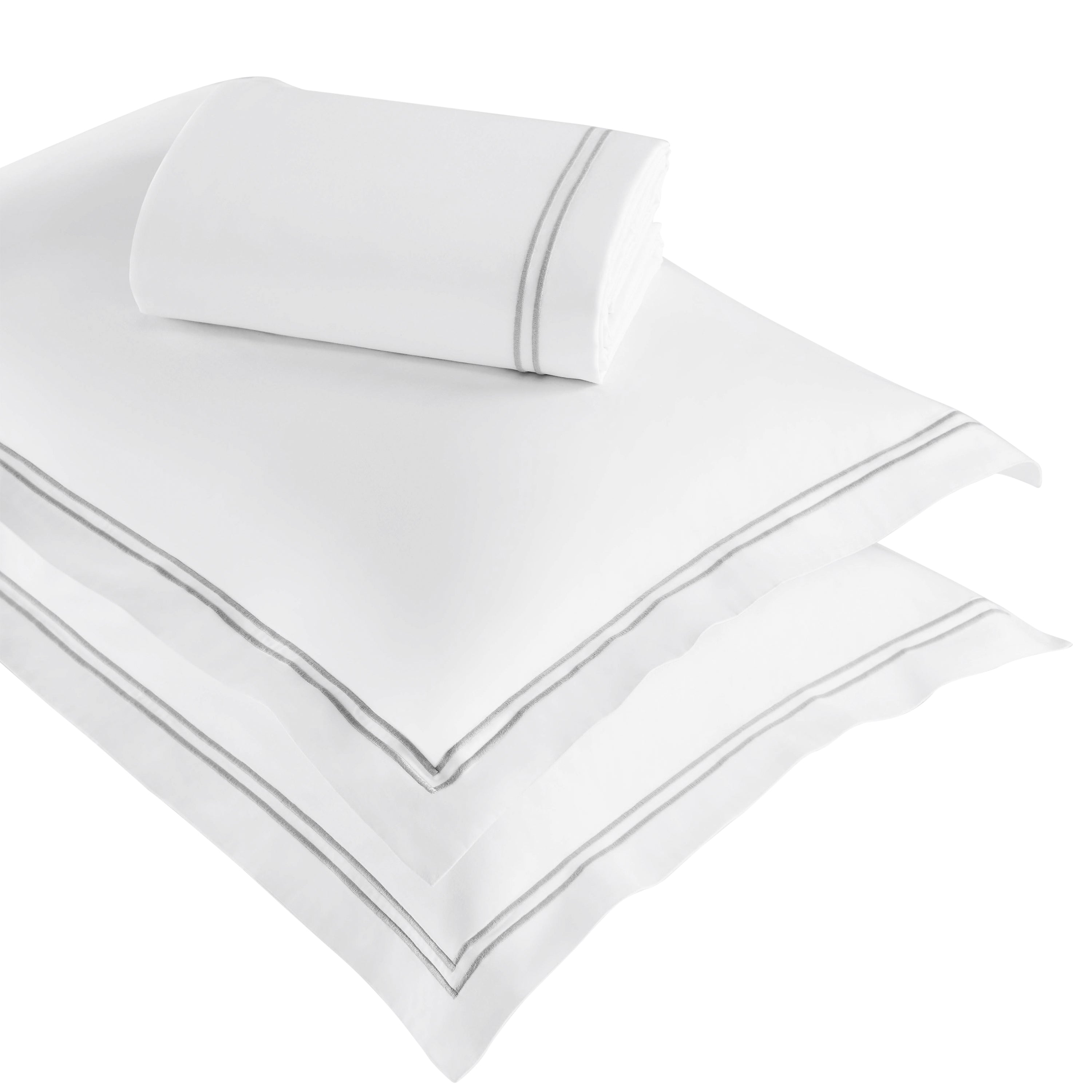 Fieldstone Cotton Two-Line Embroidered 3 Piece Duvet Cover Set - Duvet Cover Set by Superior Brand