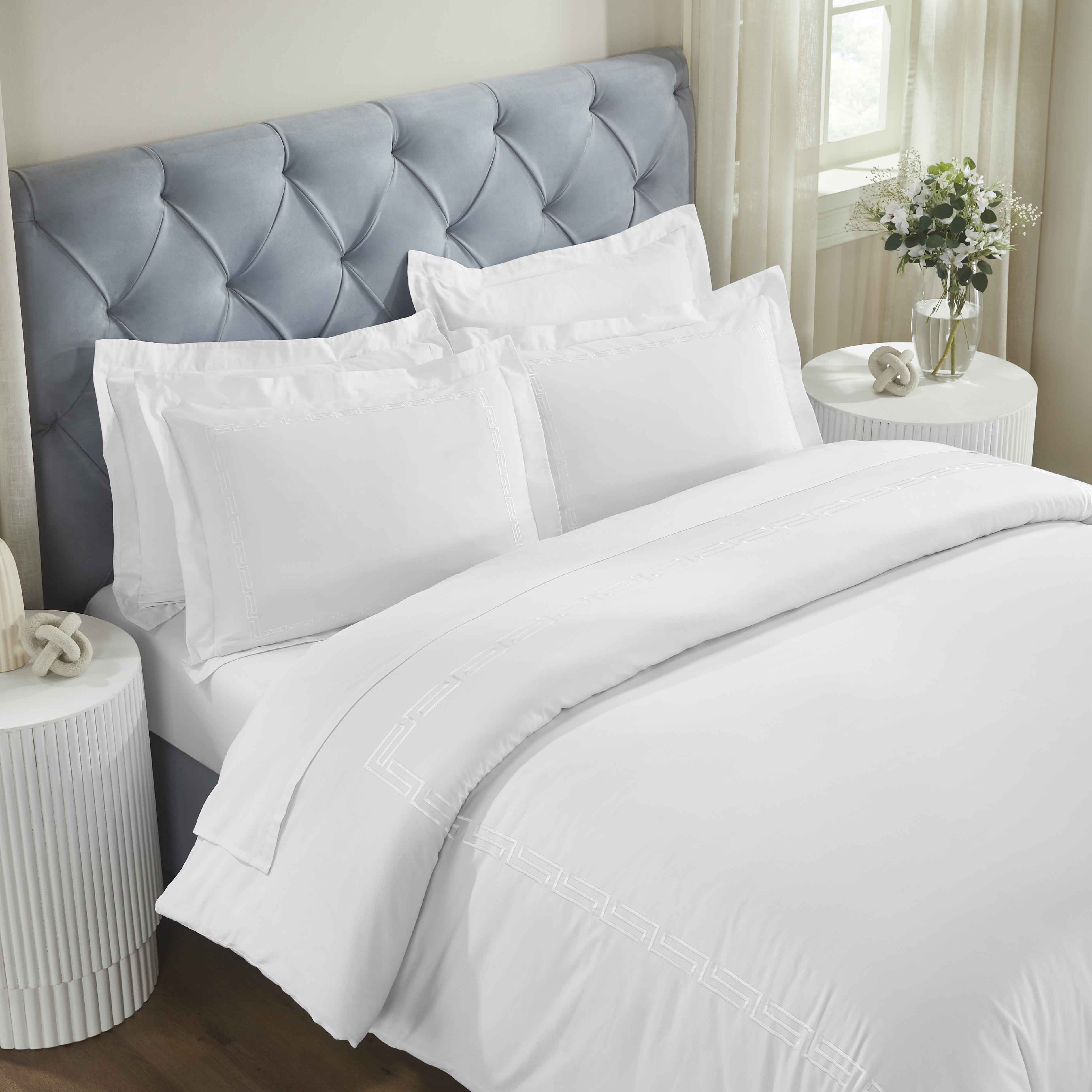 Harrison Cotton Greek Key Embroidered 3 Piece Duvet Cover Set - Duvet Cover Set by Superior
