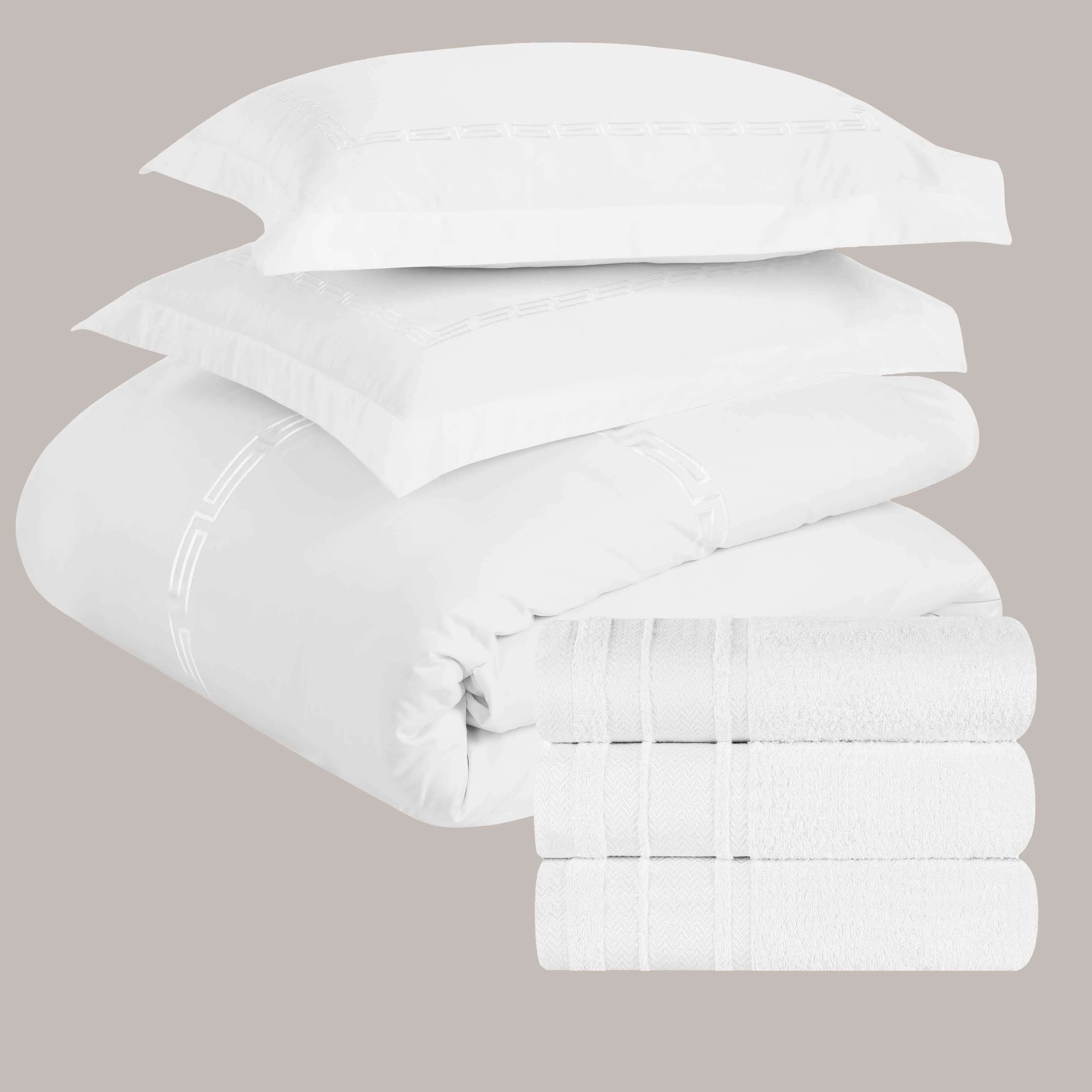 6-Piece Luxury Embroidered Duvet Cover Bed & Bath Bundle - Bed & Bath Bundle by Superior Brand
