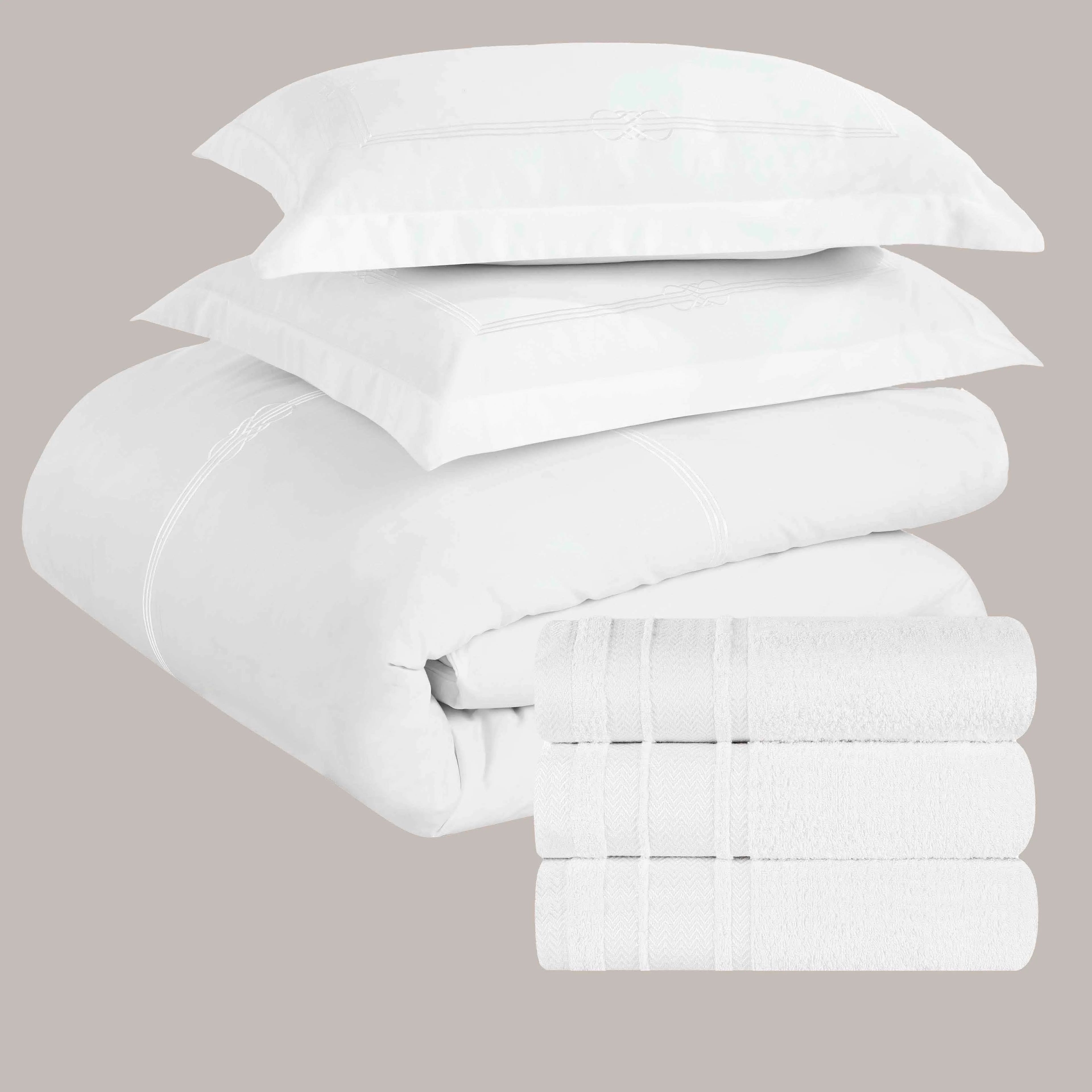 6-Piece Luxury Embroidered Duvet Cover Bed & Bath Bundle - Bed & Bath Bundle by Superior Brand