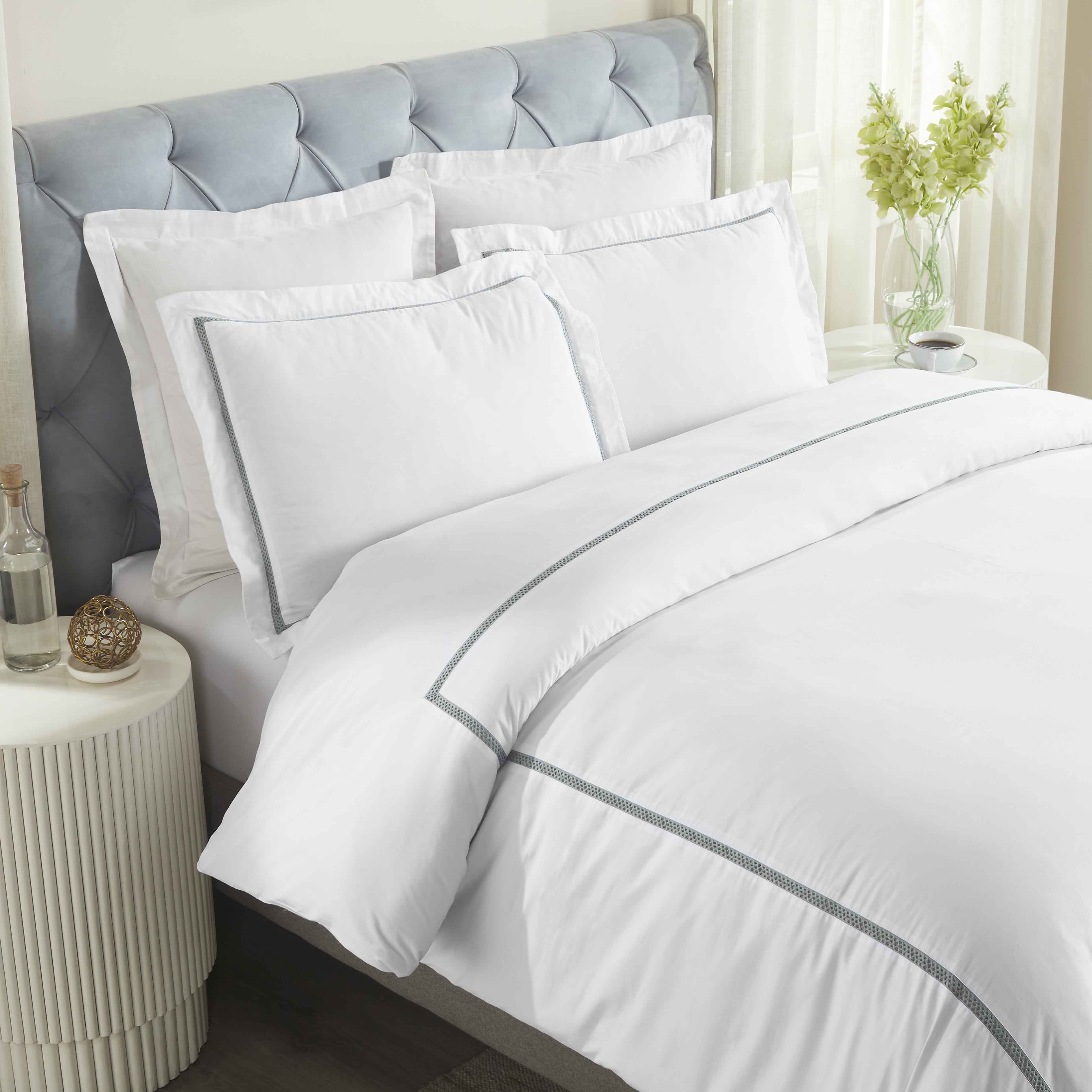 Riverton Cotton Cross-Stitch Embroidered 3 Piece Duvet Cover Set - Duvet Cover Set by Superior Brand
