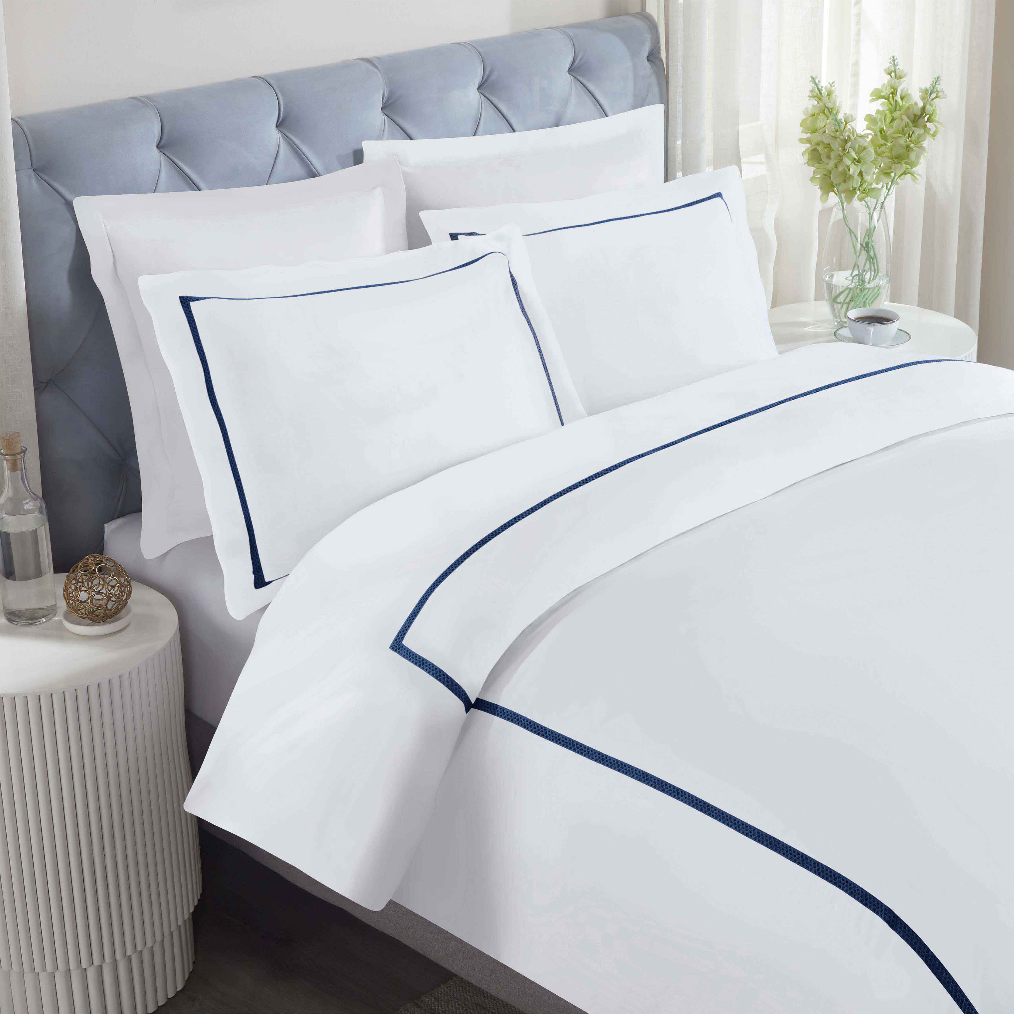 Riverton Cotton Cross-Stitch Embroidered 3 Piece Duvet Cover Set - Duvet Cover Set by Superior Brand