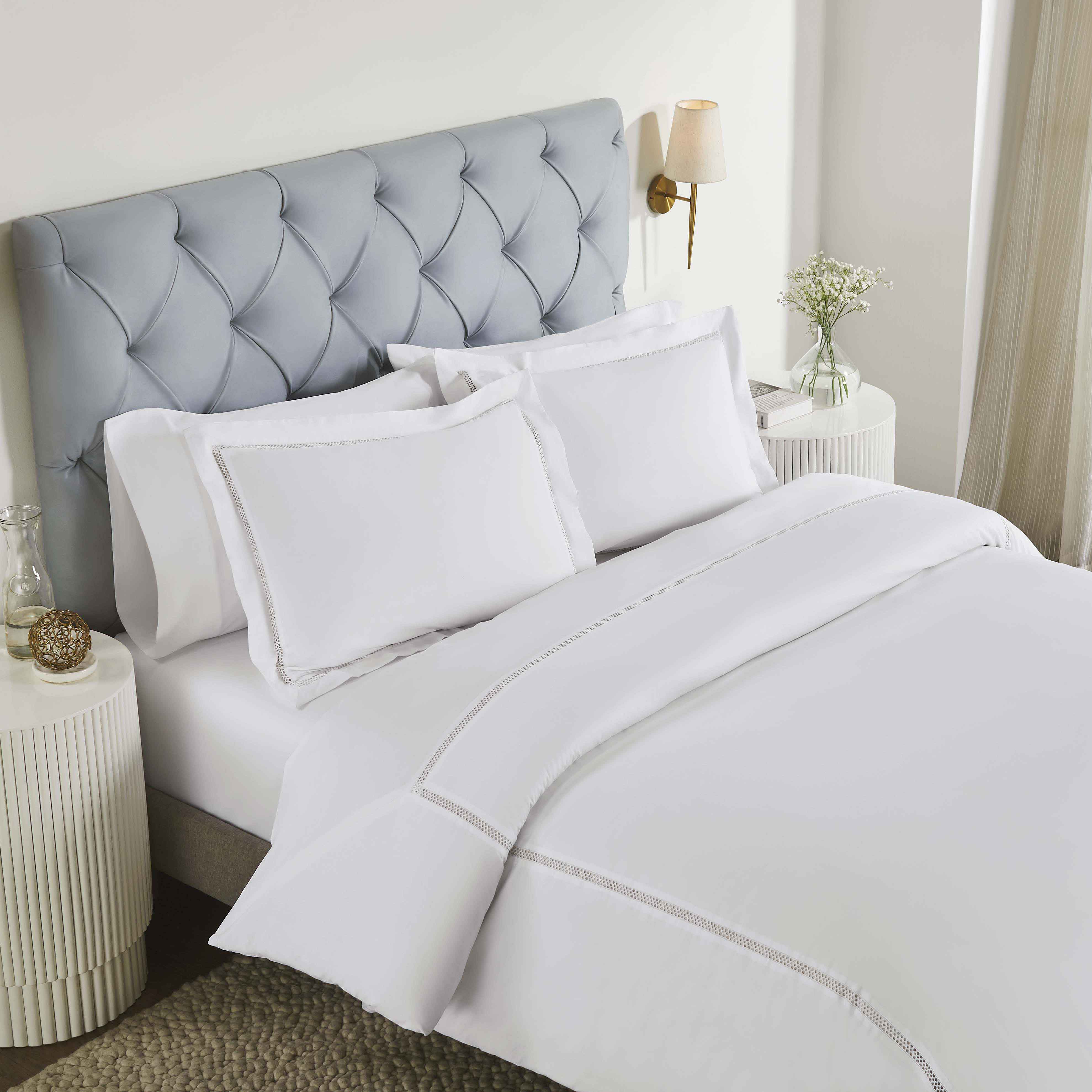 Riverton Cotton Cross-Stitch Embroidered 3 Piece Duvet Cover Set - Duvet Cover Set by Superior Brand