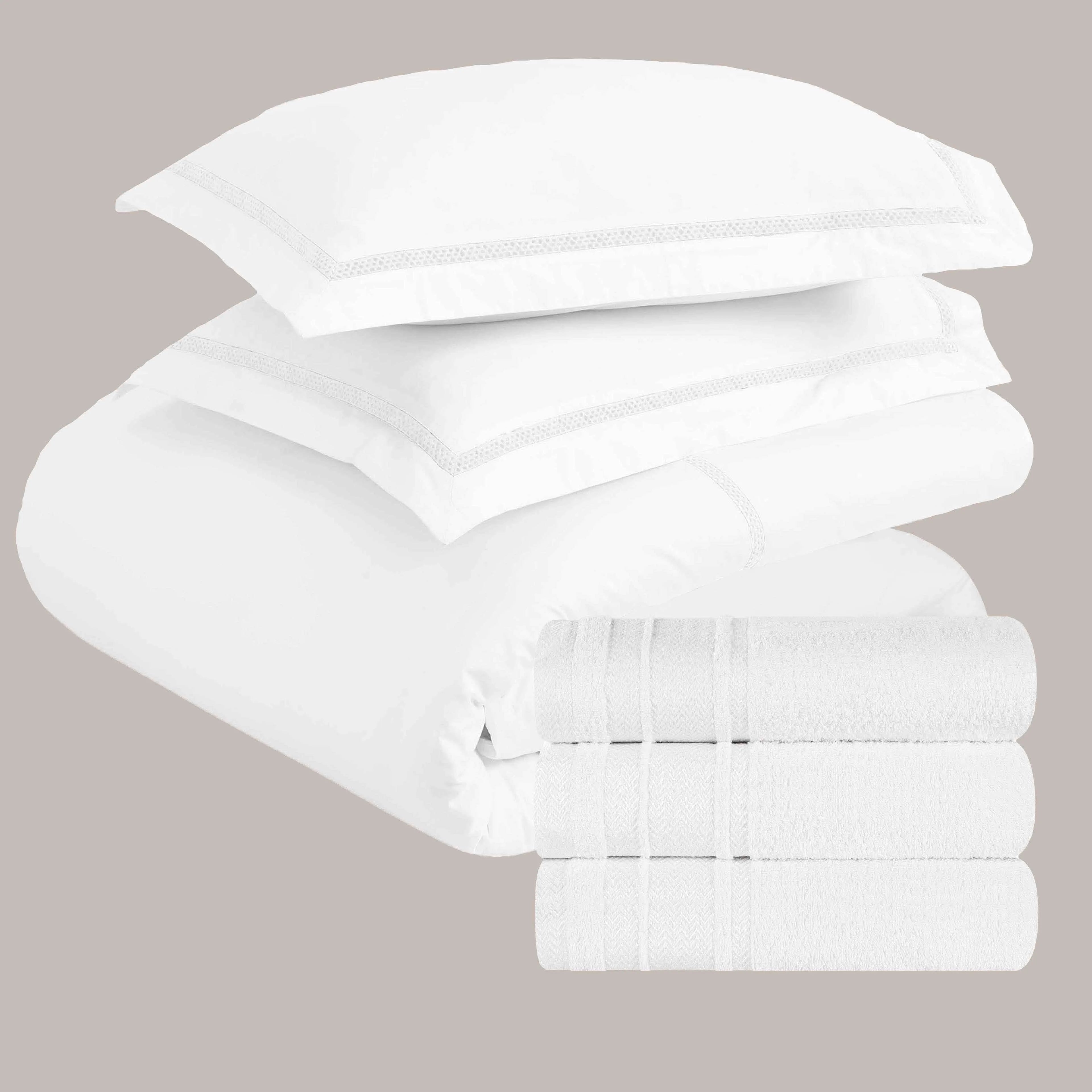 6-Piece Luxury Embroidered Duvet Cover Bed & Bath Bundle - Bed & Bath Bundle by Superior Brand