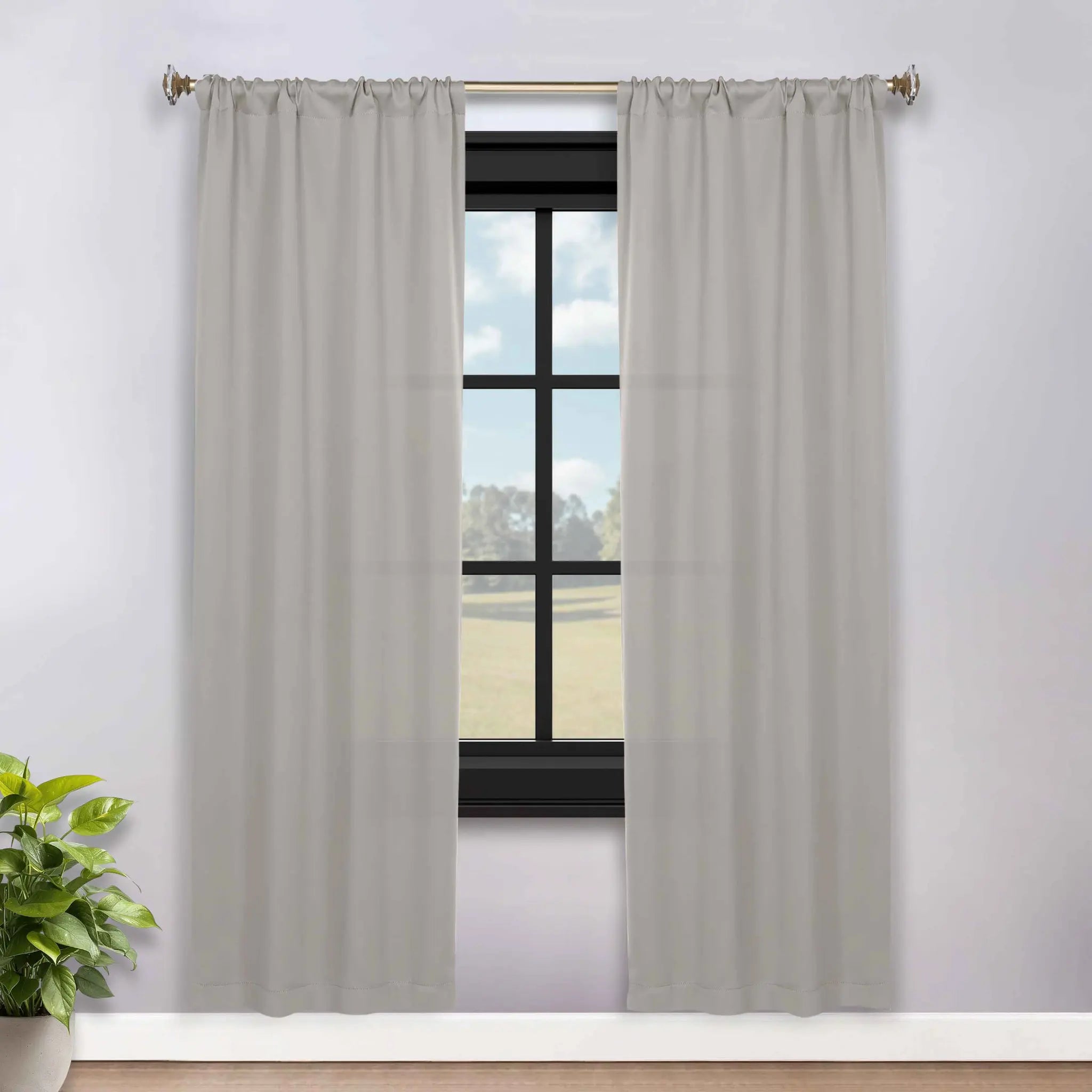 Solid Room Darkening Rod Pocket Blackout Curtain Panels, Set of 2