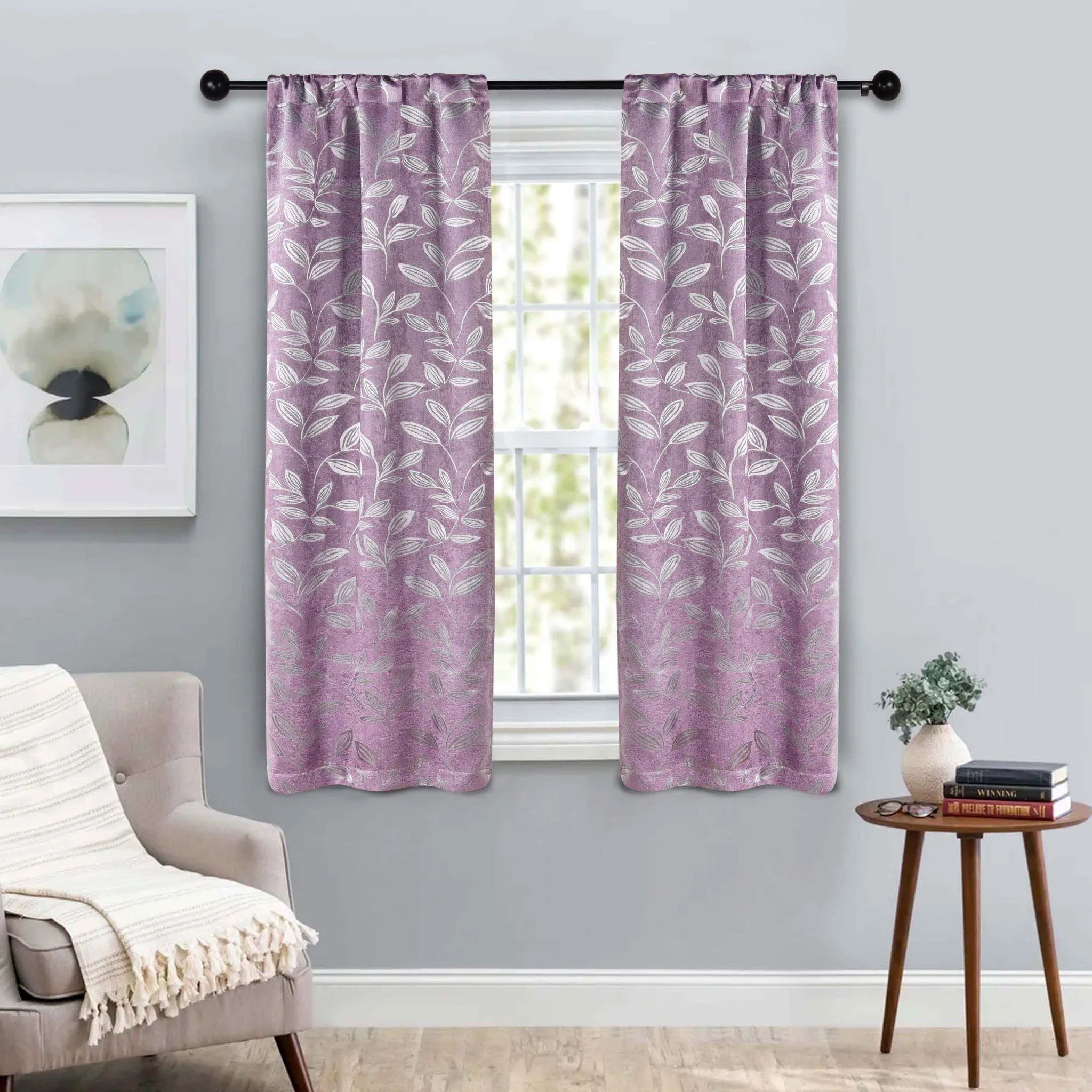 Leaves Room Darkening Washable Blackout Curtain Panels, Set of 2