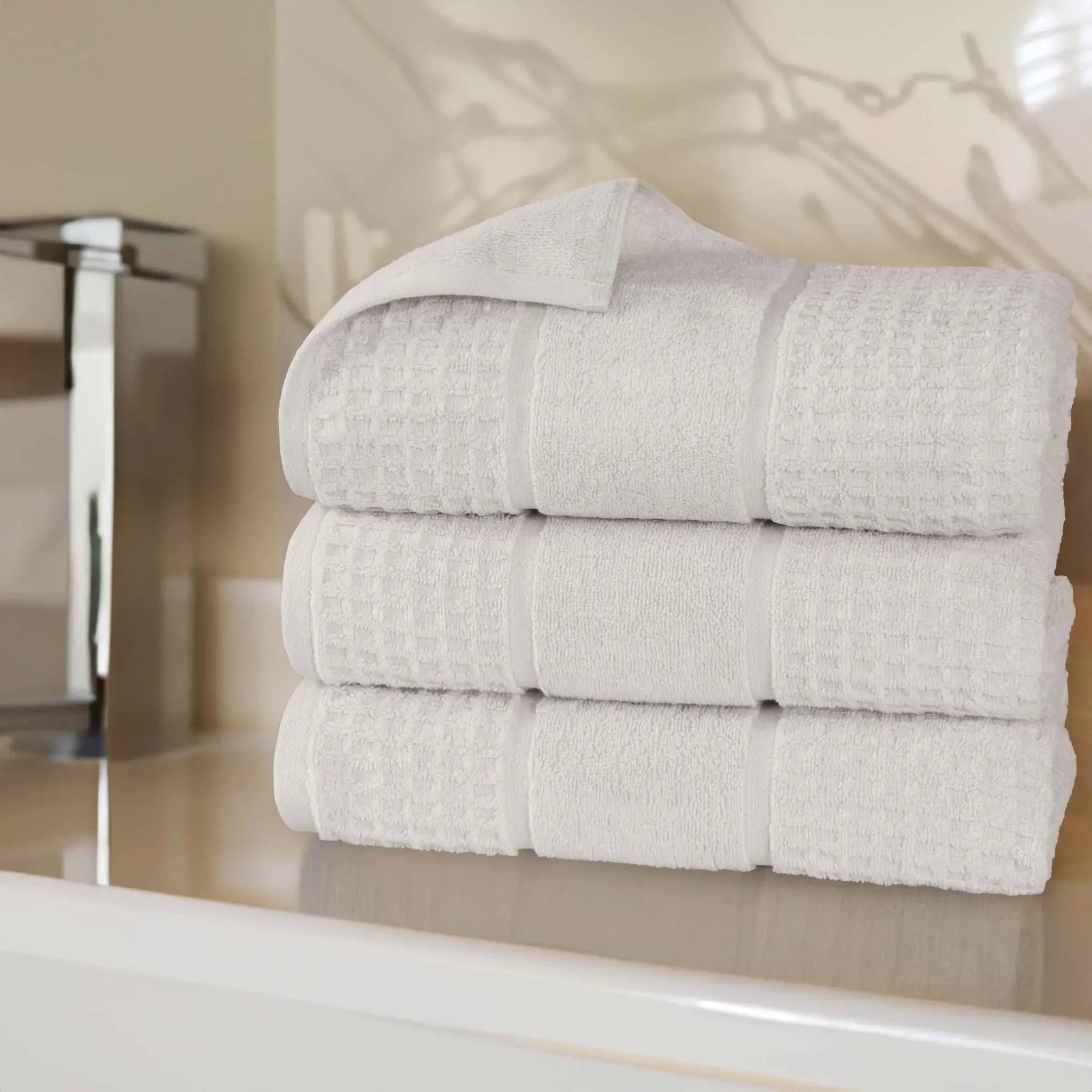 Napa Zero-Twist Cotton Waffle Towel Set 3 Piece - Bath Towel by Superior Brand