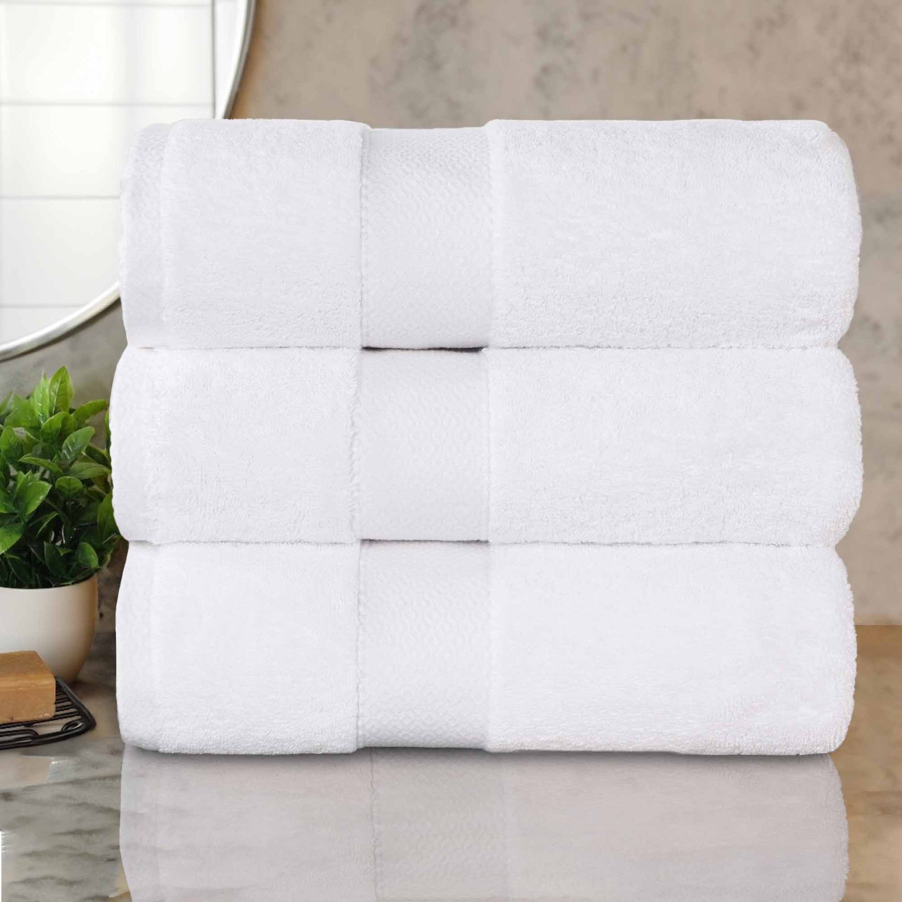 Niles Egyptian Giza Cotton Dobby Ultra-Plush Bath Towel -  White