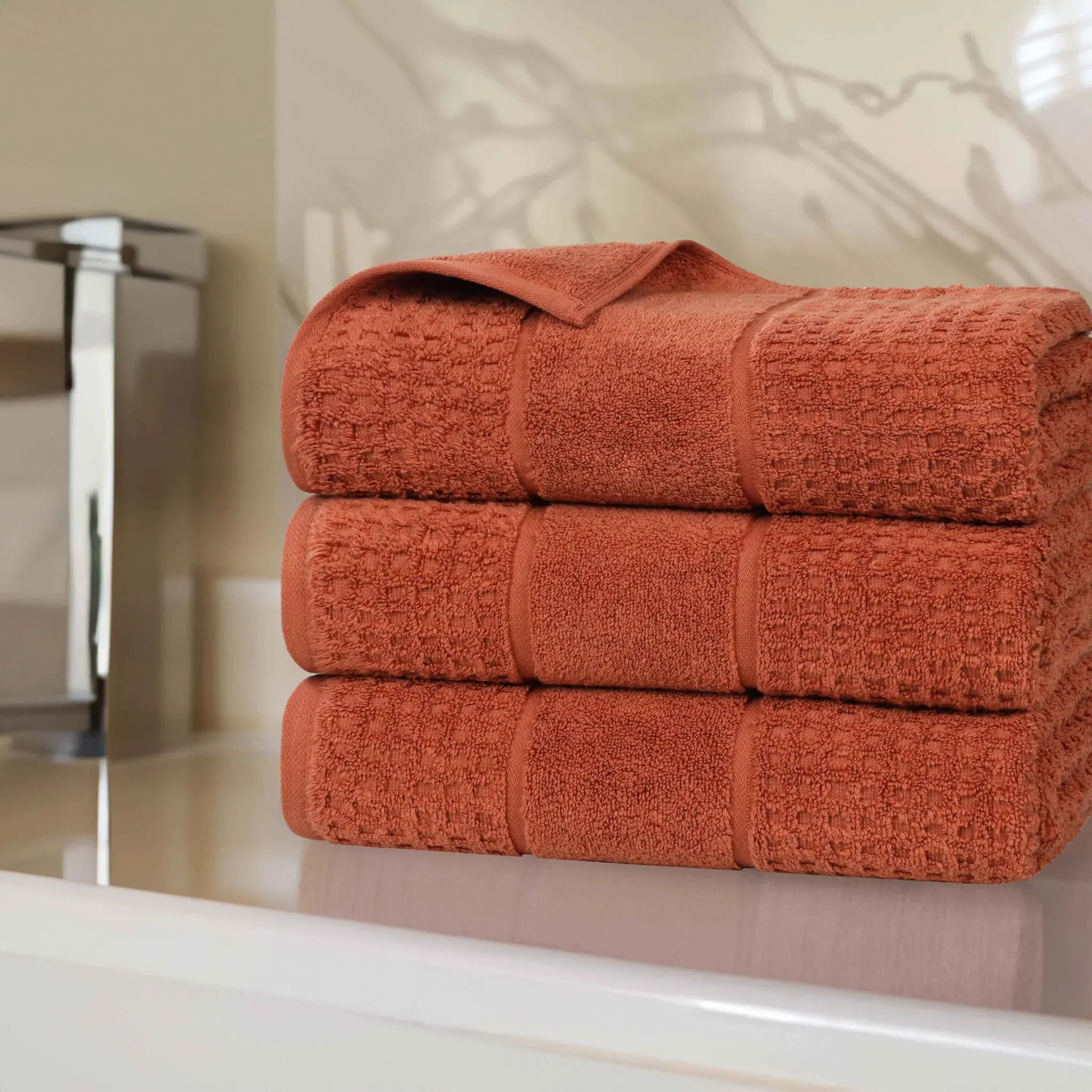 Napa Zero-Twist Cotton Waffle Towel Set 3 Piece - Bath Towel by Superior Brand