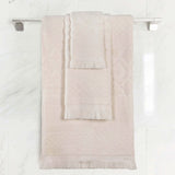 Rolla Cotton Geometric Jacquard Plush Soft Absorbent 3 Piece Towel Set - Towel Set by Superior Brand