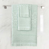 Rolla Cotton Geometric Jacquard Plush Soft Absorbent 3 Piece Towel Set - Towel Set by Superior Brand