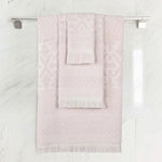 Rolla Cotton Geometric Jacquard Plush Soft Absorbent 3 Piece Towel Set - Towel Set by Superior Brand