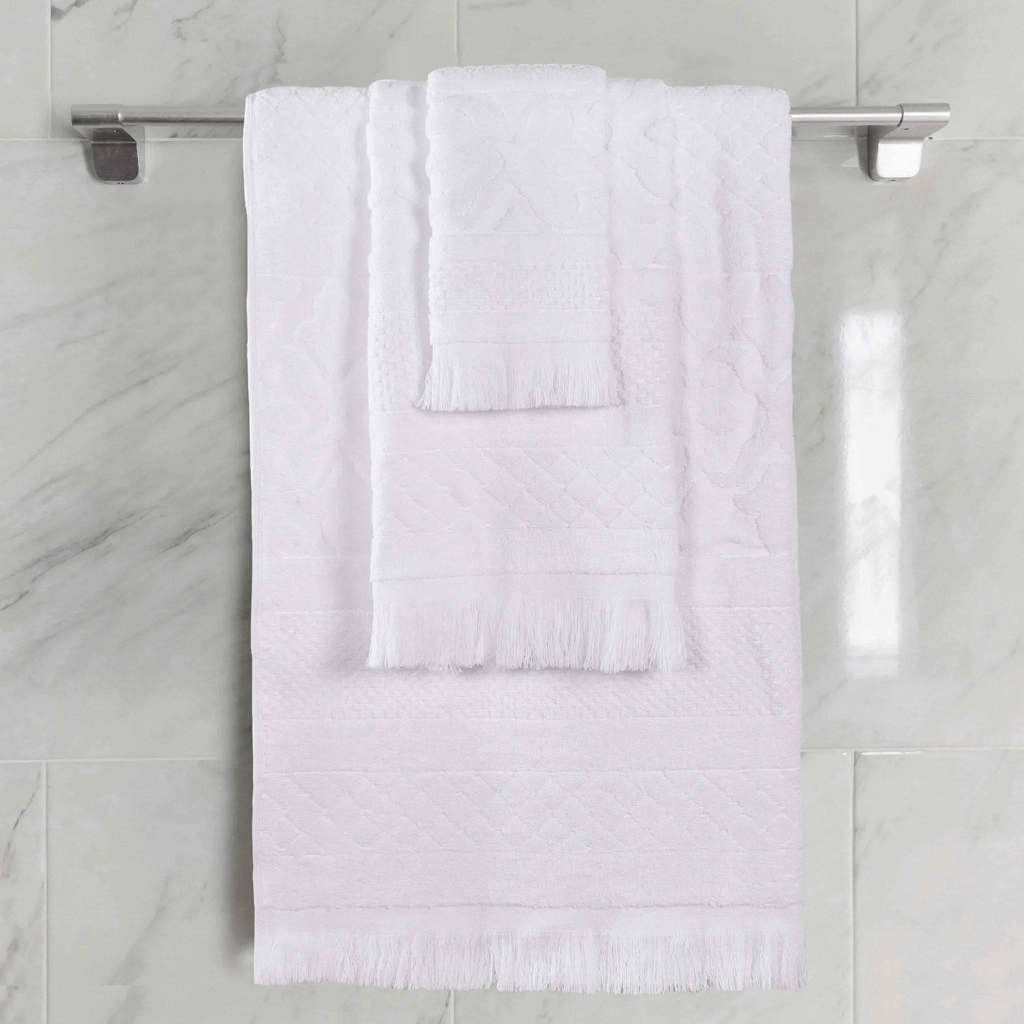Rolla Cotton Geometric Jacquard Plush Soft Absorbent 3 Piece Towel Set - Towel Set by Superior Brand