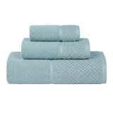 Lodi Cotton 3-Piece Towel Set – Absorbent Mid-Weight Solid Bathroom Towels with Textured Border