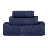 Lodi Cotton 3-Piece Towel Set – Absorbent Mid-Weight Solid Bathroom Towels with Textured Border