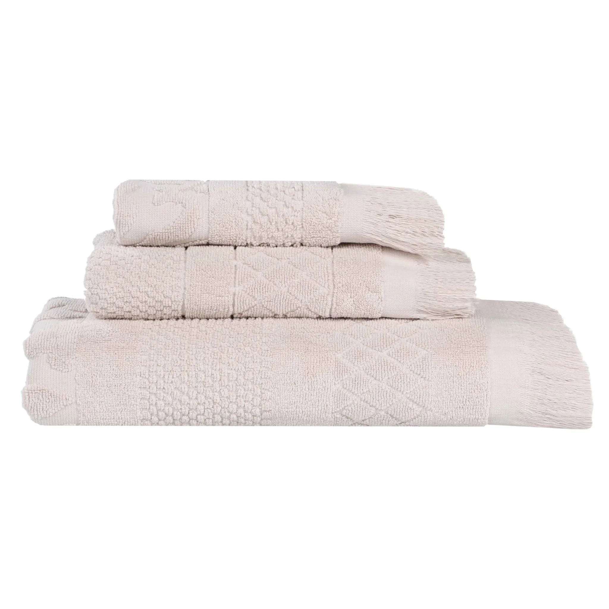 Rolla Cotton Geometric Jacquard Plush Soft Absorbent 3 Piece Towel Set - Towel Set by Superior Brand