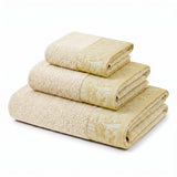 Wisteria Floral Jacquard 3-Piece Cotton Towel Set – Medium Weight Bathroom Towels