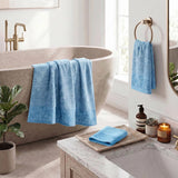 Wisteria Floral Jacquard 3-Piece Cotton Towel Set – Medium Weight Bathroom Towels