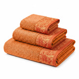 Wisteria Floral Jacquard 3-Piece Cotton Towel Set – Medium Weight Bathroom Towels