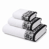 Wisteria Floral Jacquard 3-Piece Cotton Towel Set – Medium Weight Bathroom Towels