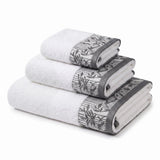 Wisteria Floral Jacquard 3-Piece Cotton Towel Set – Medium Weight Bathroom Towels