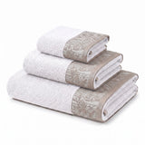 Wisteria Floral Jacquard 3-Piece Cotton Towel Set – Medium Weight Bathroom Towels
