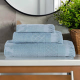 Rolla Cotton Geometric Jacquard Plush Soft Absorbent 3 Piece Towel Set - Towel Set by Superior Brand
