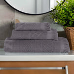 Rolla Cotton Geometric Jacquard Plush Soft Absorbent 3 Piece Towel Set - Towel Set by Superior Brand