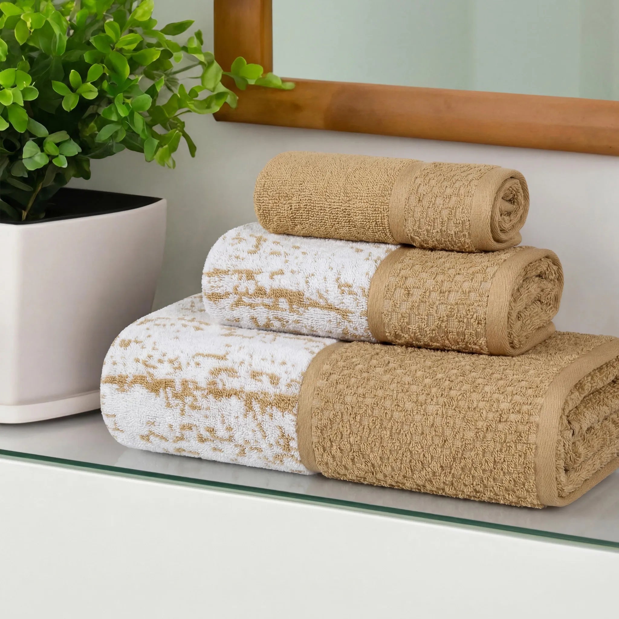 Lodi Cotton 3-Piece Bathroom Towel Set – Absorbent Mid-Weight Solids & Patterns