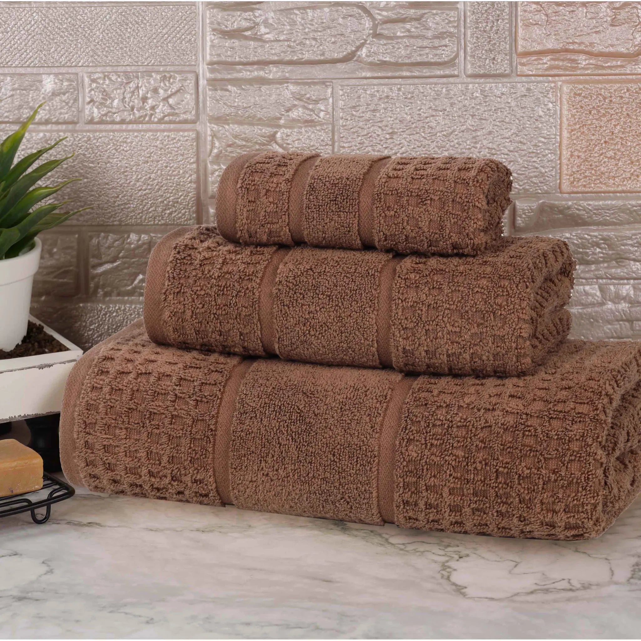Napa Zero Twist Cotton Solid Waffle Honeycomb 3 Piece Towel Set - Towel Set by Superior Brand