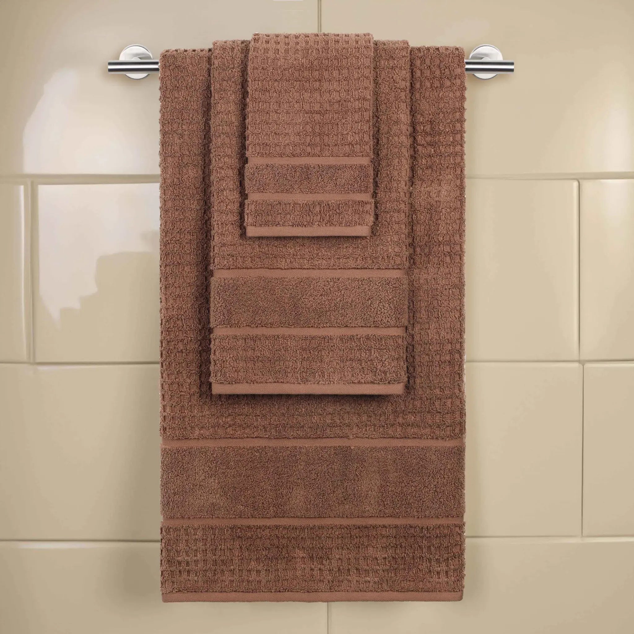 Napa Zero Twist Cotton Solid Waffle Honeycomb 3 Piece Towel Set - Towel Set by Superior Brand