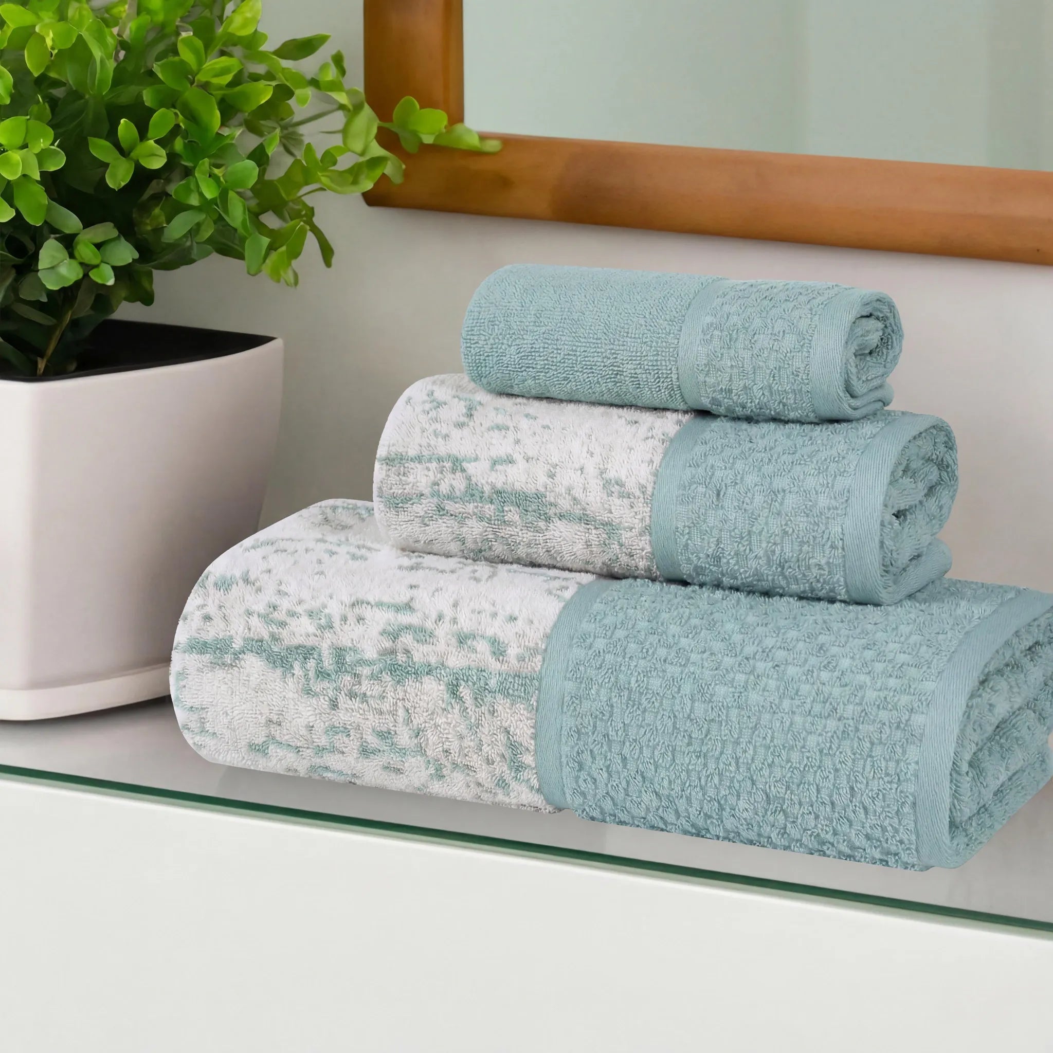 Lodi Cotton 3-Piece Bathroom Towel Set – Absorbent Mid-Weight Solids & Patterns