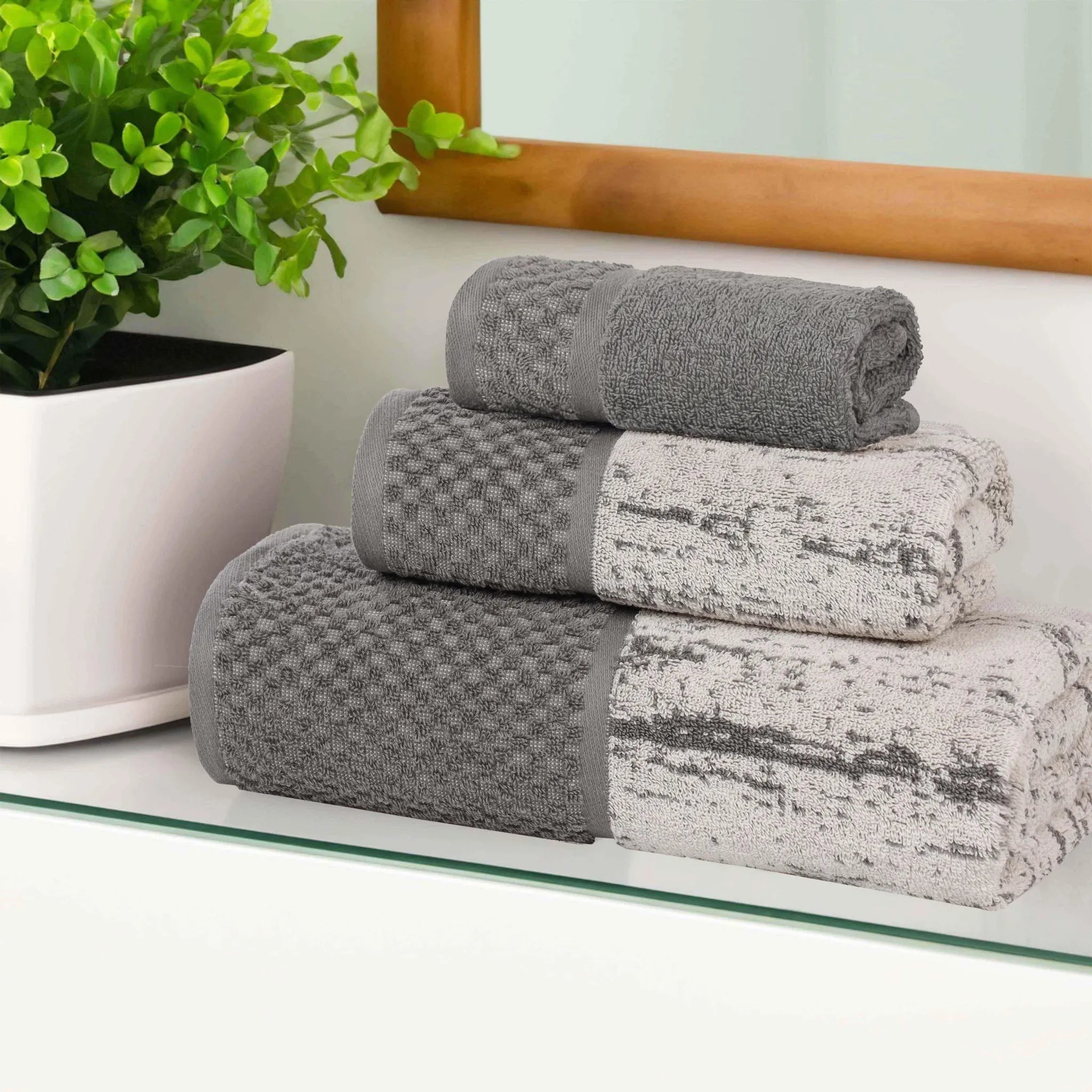 Lodi Cotton 3-Piece Bathroom Towel Set – Absorbent Mid-Weight Solids & Patterns